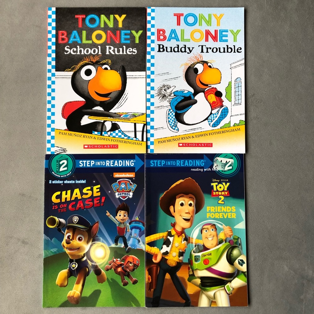 Set of 4 ~ Leveled Readers ~ Paw Patrol Toy Story Tony Baloney